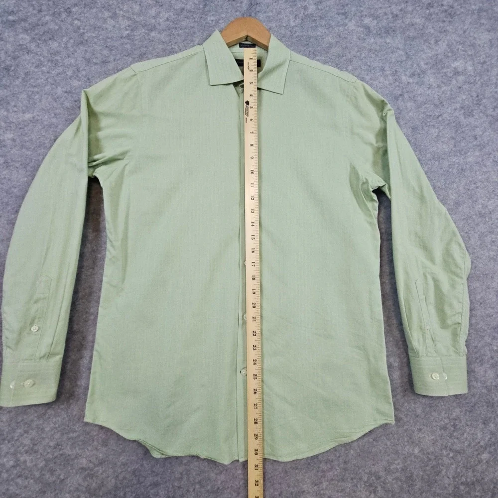 Banana Republic Men's‎ Fitted Green Size M 15-15 1/2 Texture Striped Dress Shirt